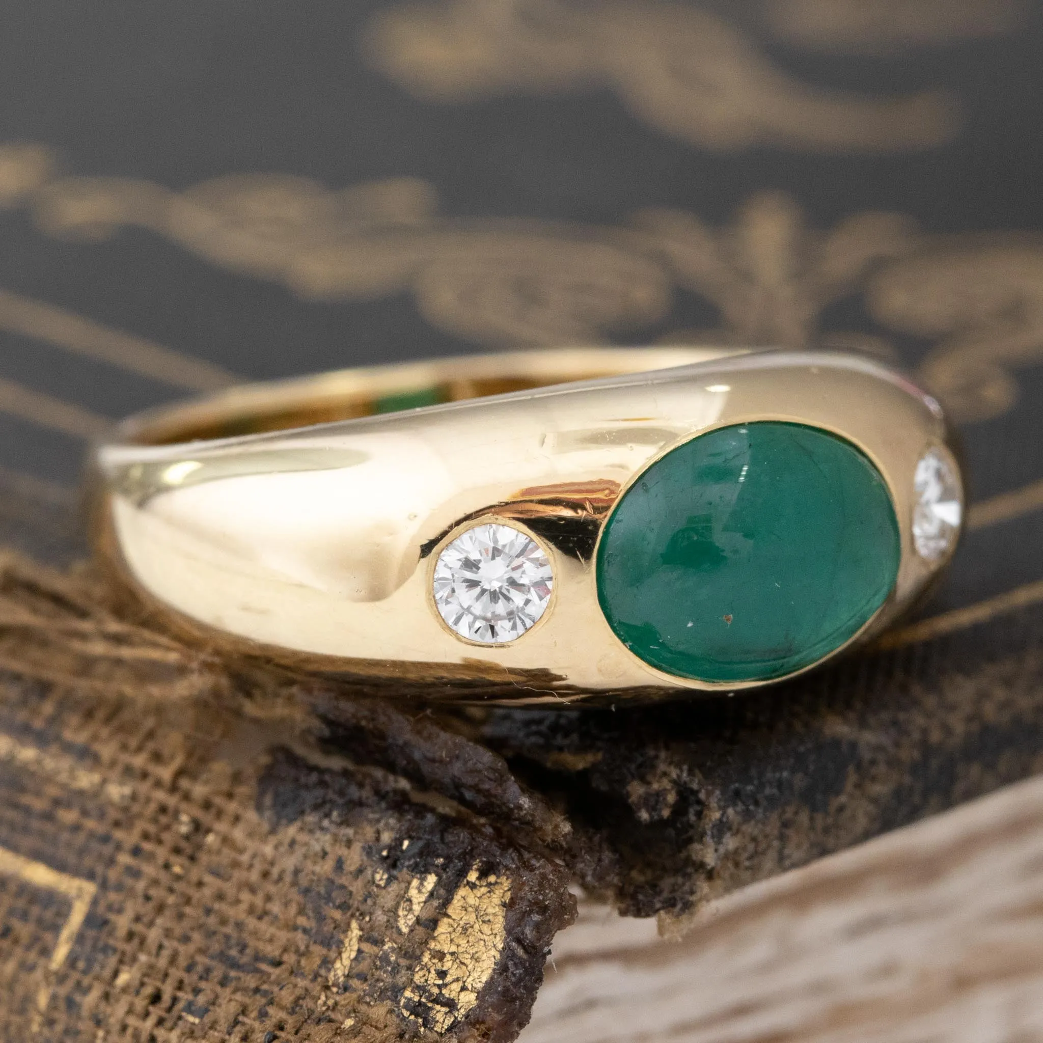 1.66ctw Diamond & Emerald 3-Stone Ring