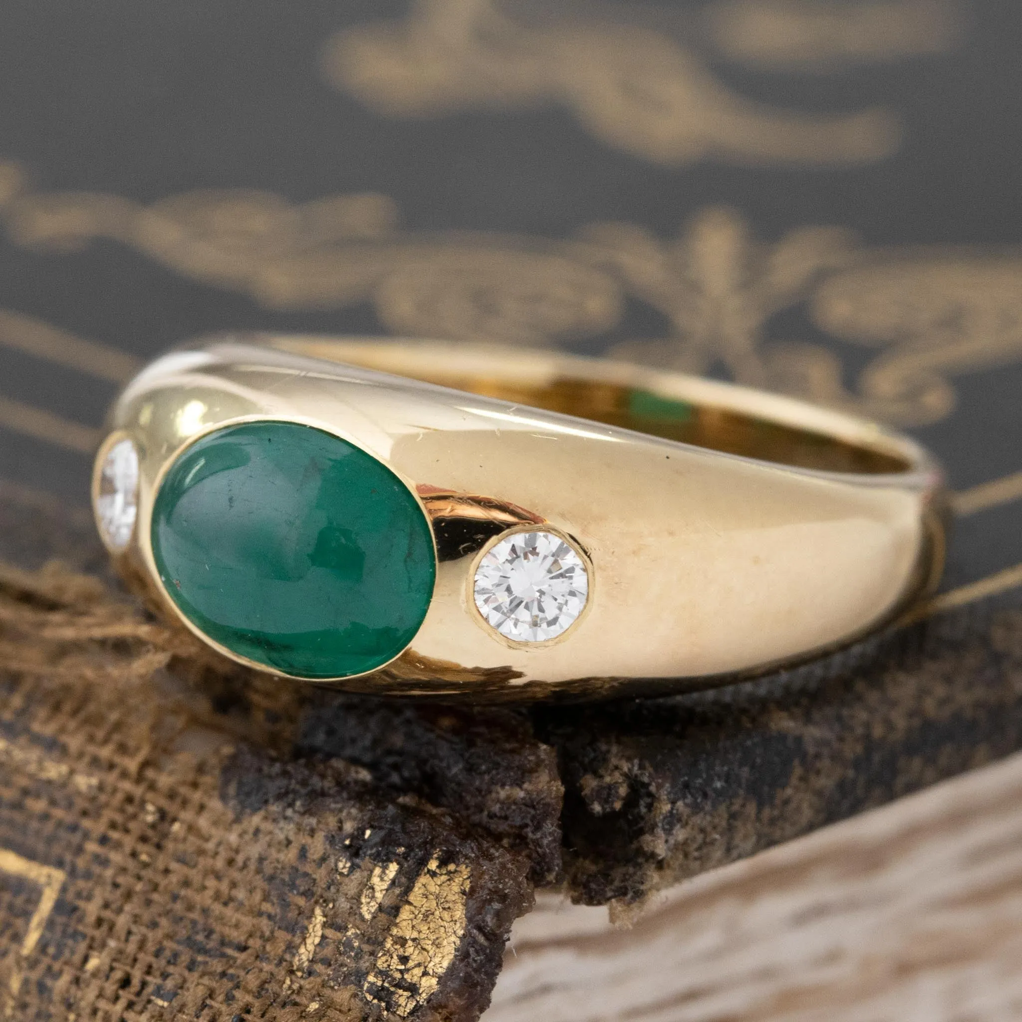 1.66ctw Diamond & Emerald 3-Stone Ring
