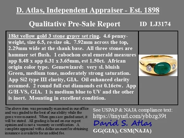 1.66ctw Diamond & Emerald 3-Stone Ring