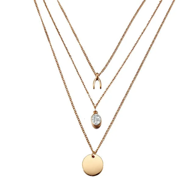 17KM Multilayer Crystal Moon Necklaces & Pendants For Women Vintage Charm Gold Choker Necklace 2020 Bohemian Jewelry Wholesale