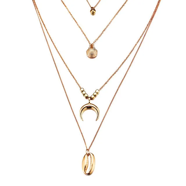 17KM Multilayer Crystal Moon Necklaces & Pendants For Women Vintage Charm Gold Choker Necklace 2020 Bohemian Jewelry Wholesale