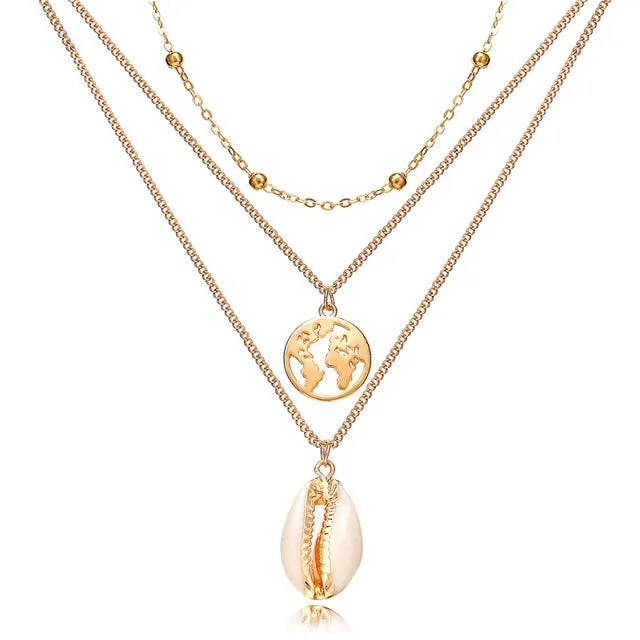 17KM Multilayer Crystal Moon Necklaces & Pendants For Women Vintage Charm Gold Choker Necklace 2020 Bohemian Jewelry Wholesale