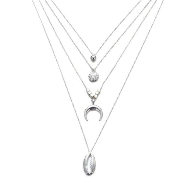17KM Multilayer Crystal Moon Necklaces & Pendants For Women Vintage Charm Gold Choker Necklace 2020 Bohemian Jewelry Wholesale