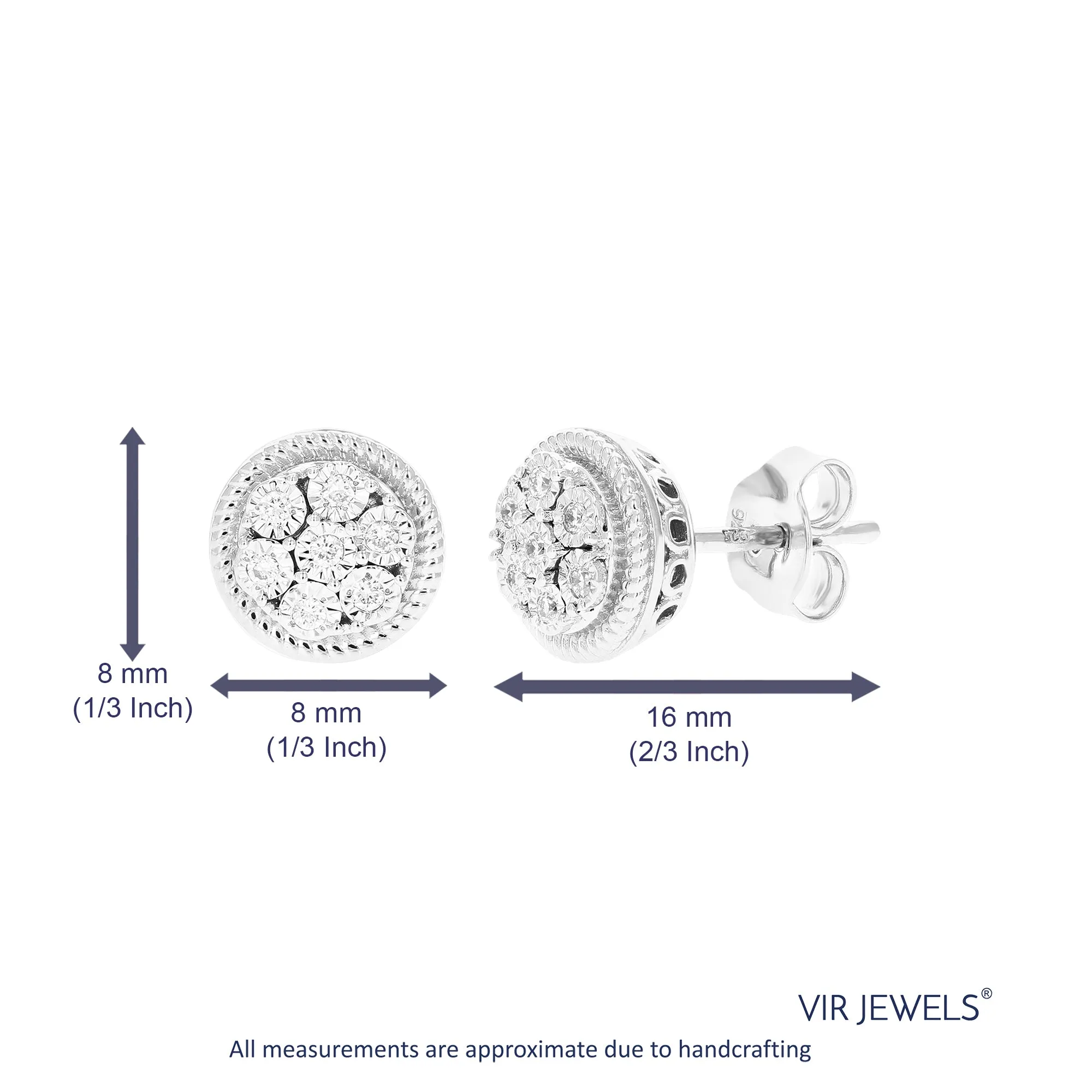 1/8 cttw Composite Diamond Floral Stud Earrings in Sterling Silver