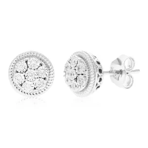 1/8 cttw Composite Diamond Floral Stud Earrings in Sterling Silver
