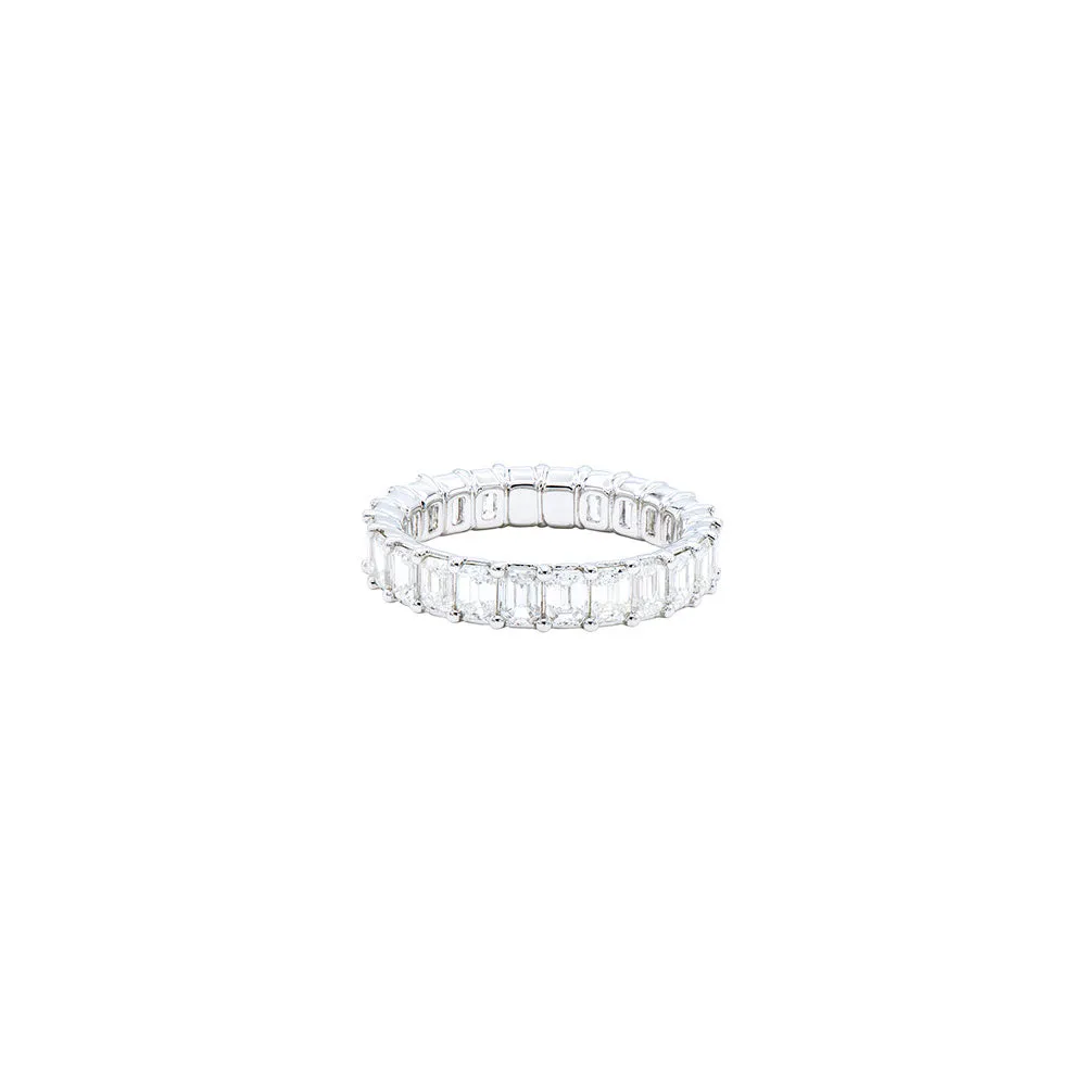 18 Karat White Gold Eternity Band with Emerald Cut diamonds
