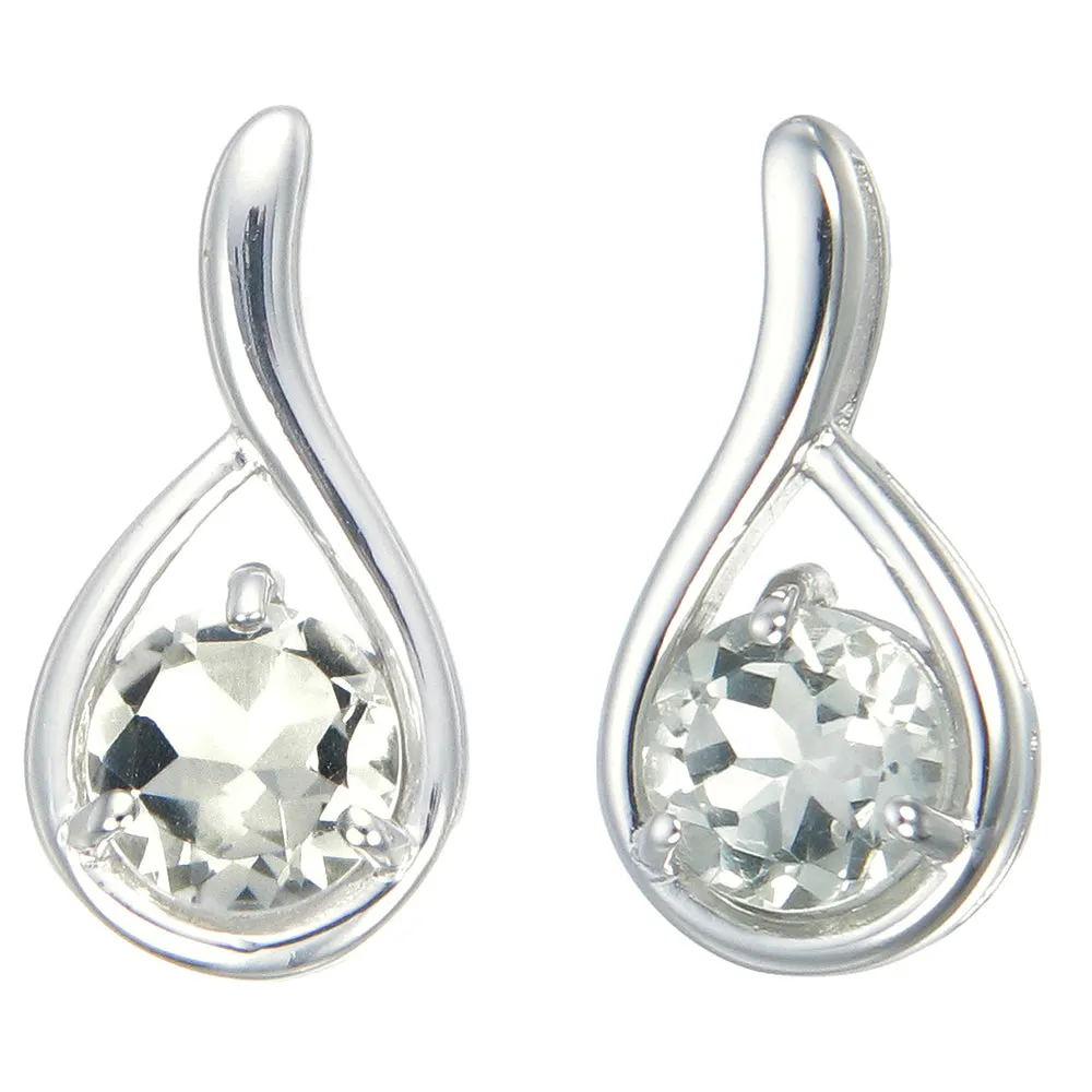 1.80 cttw Green Amethyst Dangle Earrings Brass With Rhodium Plating 7 MM Round