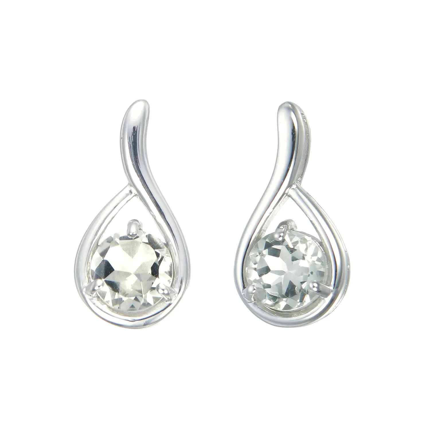 1.80 cttw Green Amethyst Dangle Earrings Brass With Rhodium Plating 7 MM Round