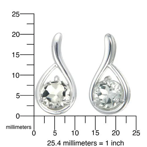 1.80 cttw Green Amethyst Dangle Earrings Brass With Rhodium Plating 7 MM Round