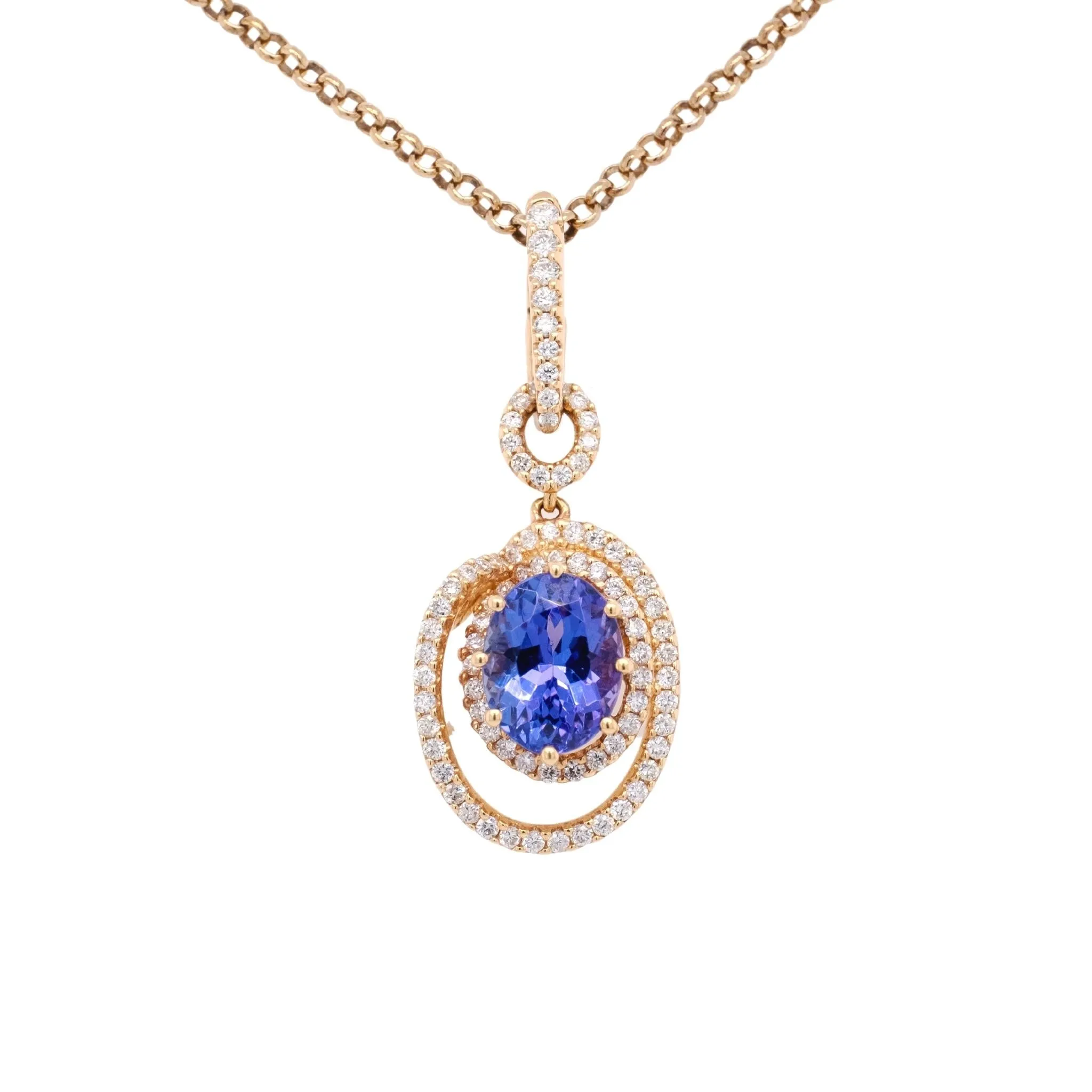 1.84 Carat Tanzanite Pendant in 14k Yellow Gold