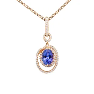 1.84 Carat Tanzanite Pendant in 14k Yellow Gold
