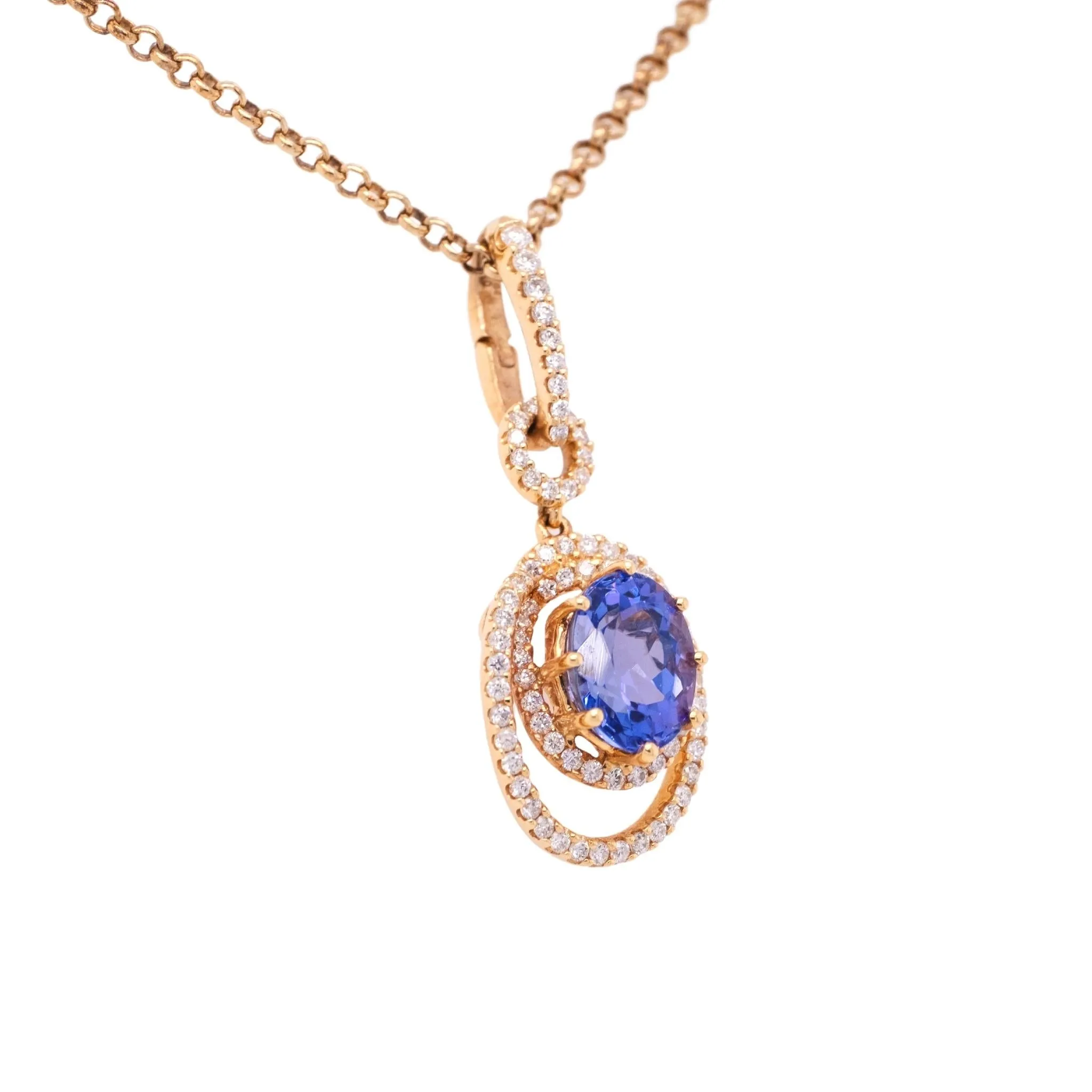 1.84 Carat Tanzanite Pendant in 14k Yellow Gold