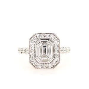 18ct white gold Emerald Cut diamond ring