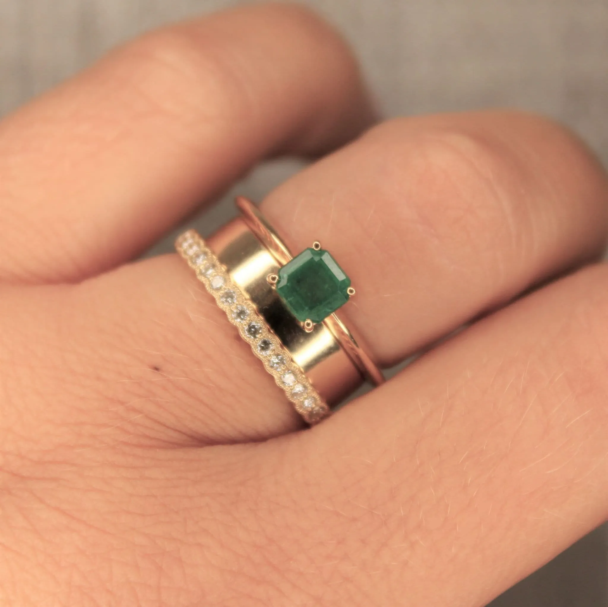18ct Yellow Gold And Square Octogen Emerald Dress Ring
