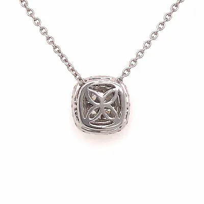 18K Diamond Cluster Slide Pendant Necklace White Gold