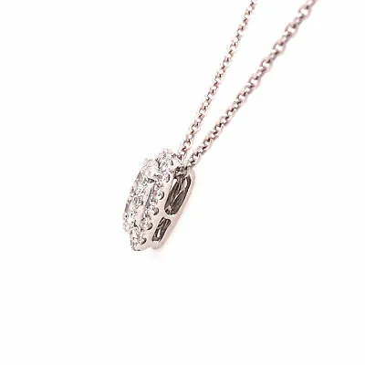 18K Diamond Cluster Slide Pendant Necklace White Gold