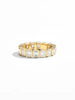 18K Emerald Cut Eternity Band Rings