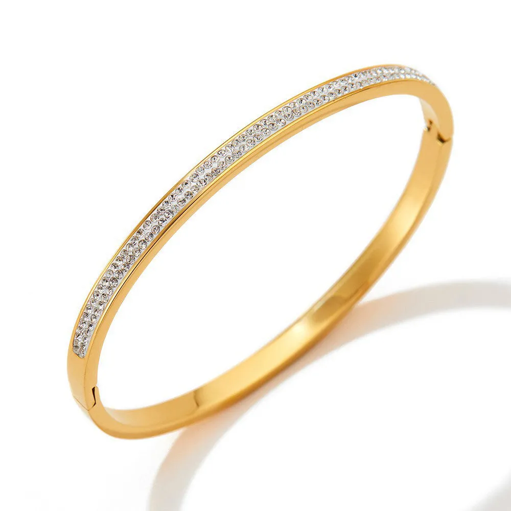 18K Gold Exquisite and Dazzling Double-row Diamond-studded Baby's Breath Design Bracelet