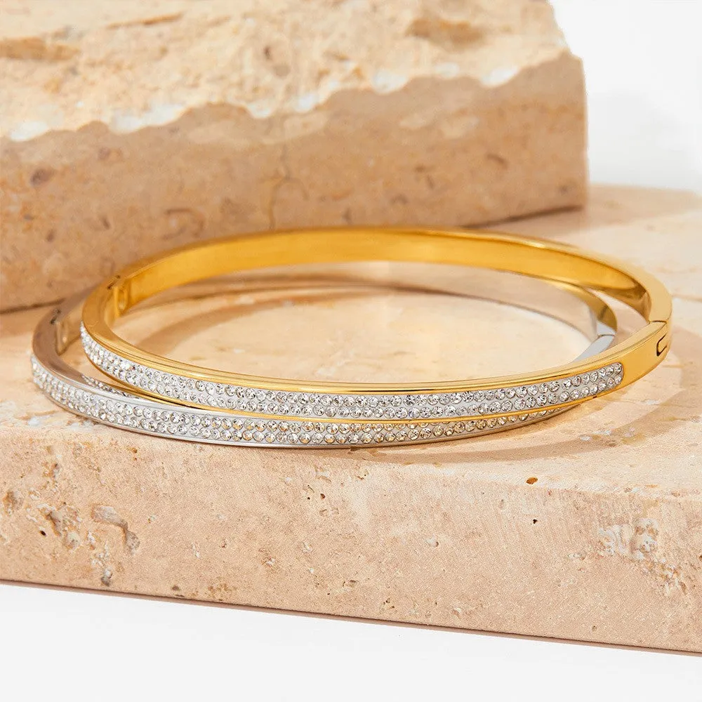 18K Gold Exquisite and Dazzling Double-row Diamond-studded Baby's Breath Design Bracelet