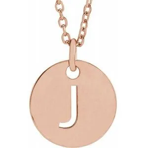 18K Rose Gold-Plated Sterling Silver Initial J 10 mm Disc 16-18" Necklace