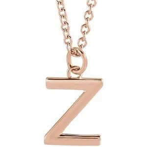 18K Rose Gold-Plated Sterling Silver Initial Z  Dangle 16" Necklace