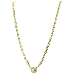 18K Satin Finished Gold 1 Carat Diamond Solitare Necklace