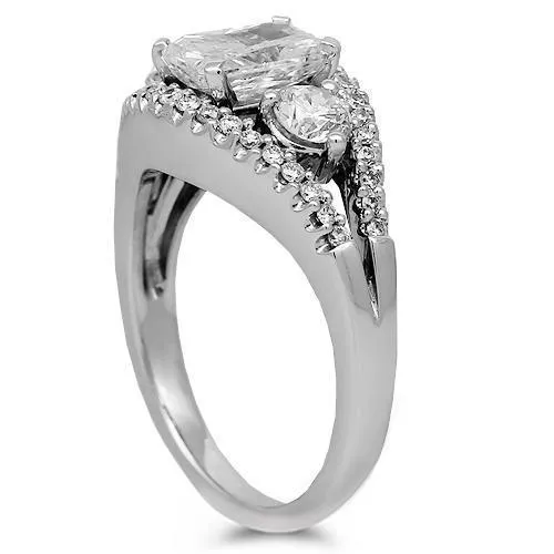 18K Solid White Gold Clarity Enhanced Diamond Engagement Ring 1.34 Ctw