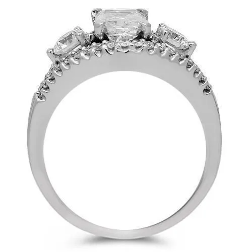 18K Solid White Gold Clarity Enhanced Diamond Engagement Ring 1.34 Ctw