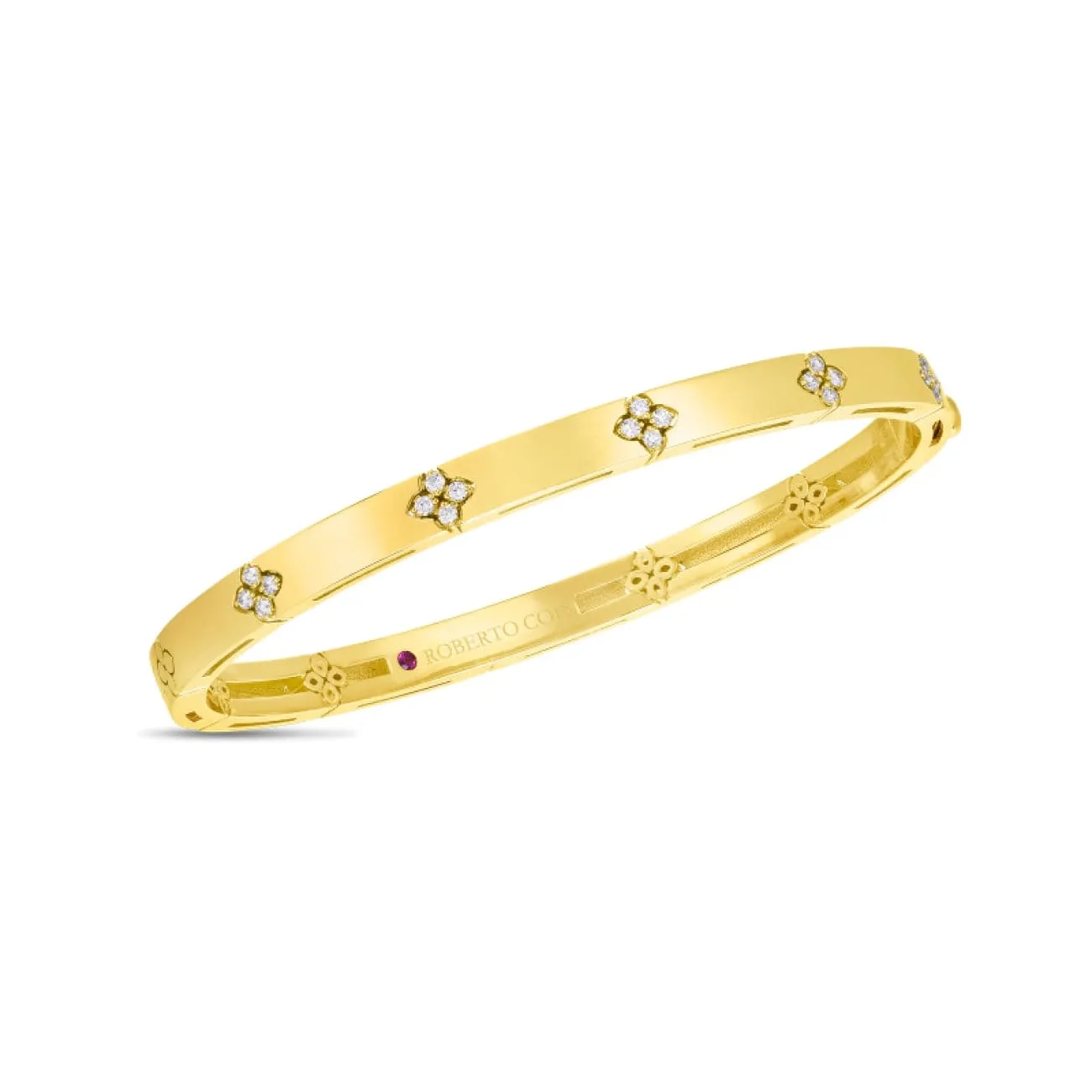 18K VERONA NARROW WIDTH BANGLE W. DIAMOND ACCENT