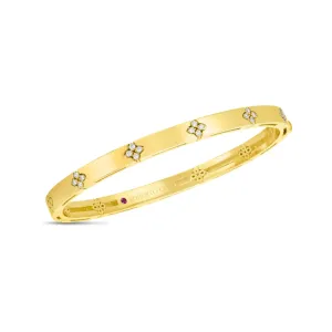 18K VERONA NARROW WIDTH BANGLE W. DIAMOND ACCENT