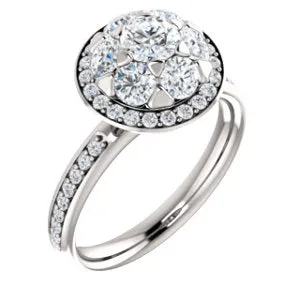 18K White 1 1/3 CTW Diamond Engagement Ring