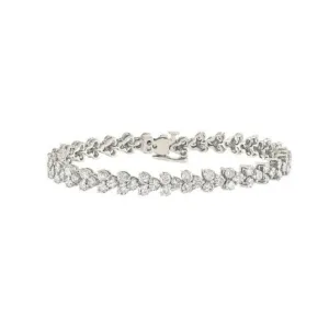 18K White Gold Diamond Cluster Bracelet