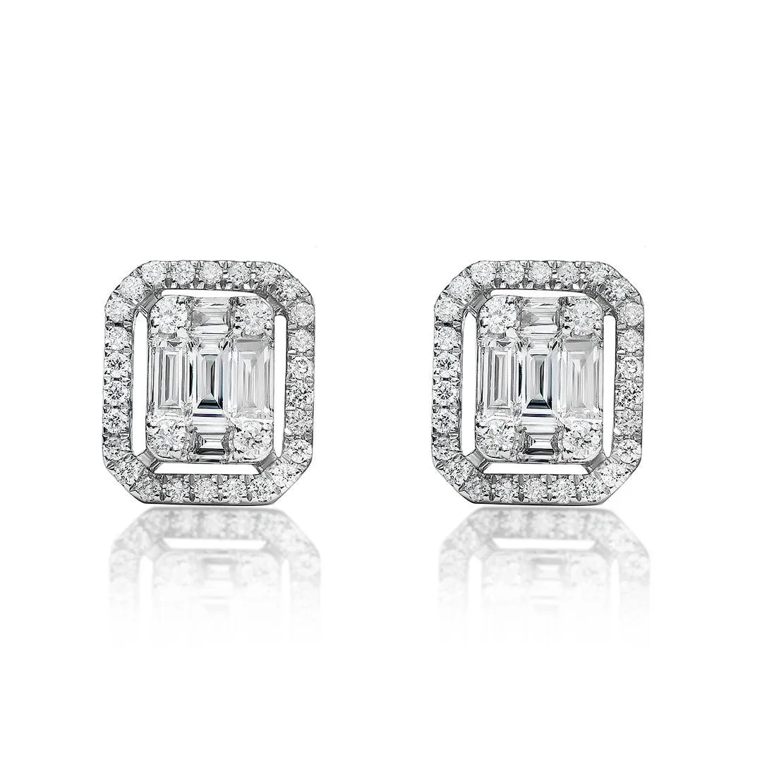 18k White Gold Diamond Earring 0.72 Ctw