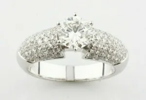 18k White Gold Diamond Soltiaire Ring w/ Pave Accents TDW = 2.37 ct Size 7