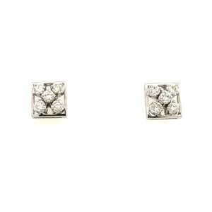 18K White Gold Round Diamond Cluster Fashion Stud Earrings (.50ctw)