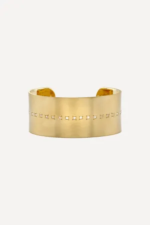 18K Yellow Gold 25mm Cuff set with 2mm Round Rose Cut Diamonds