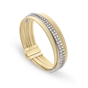 18K Yellow Gold Five Strand Double Pave Diamond Bracelet