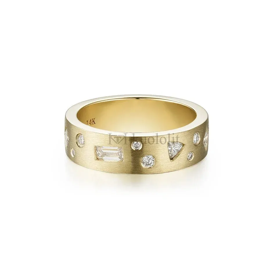 18K Yellow Gold Moissanite Ring for Women Band Engagement Wedding
