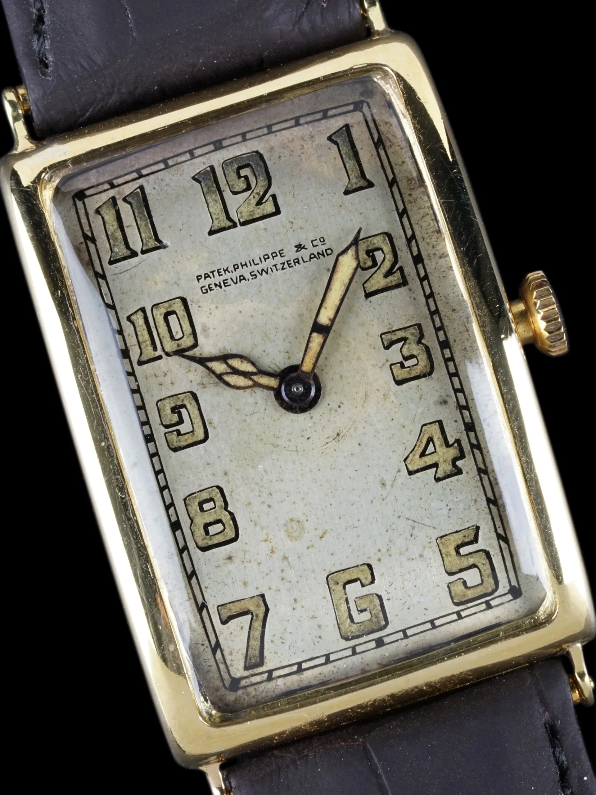 1924 Patek Philippe Rectangular Case 18K YG W/ Box & Extract from the Archives
