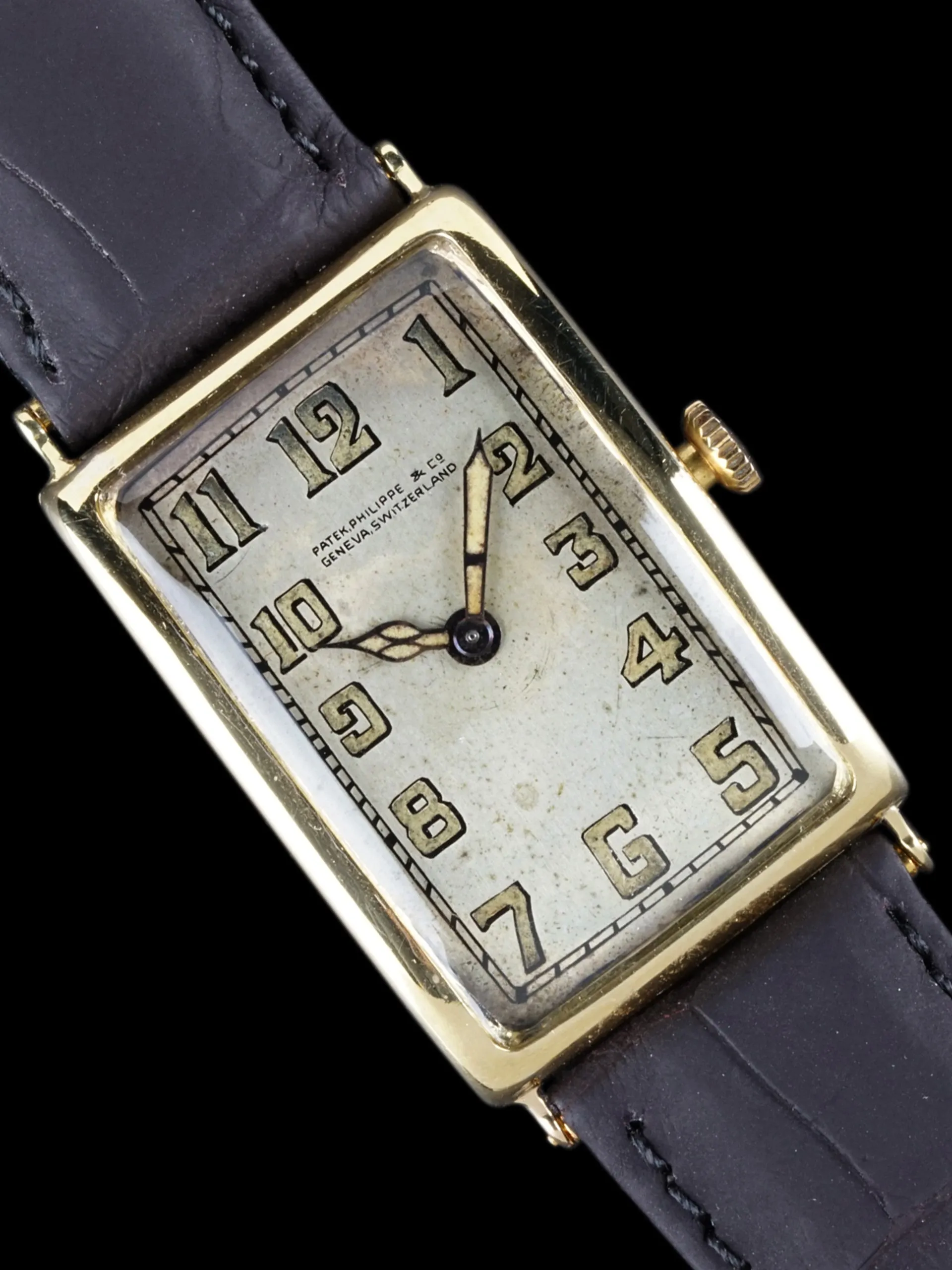 1924 Patek Philippe Rectangular Case 18K YG W/ Box & Extract from the Archives