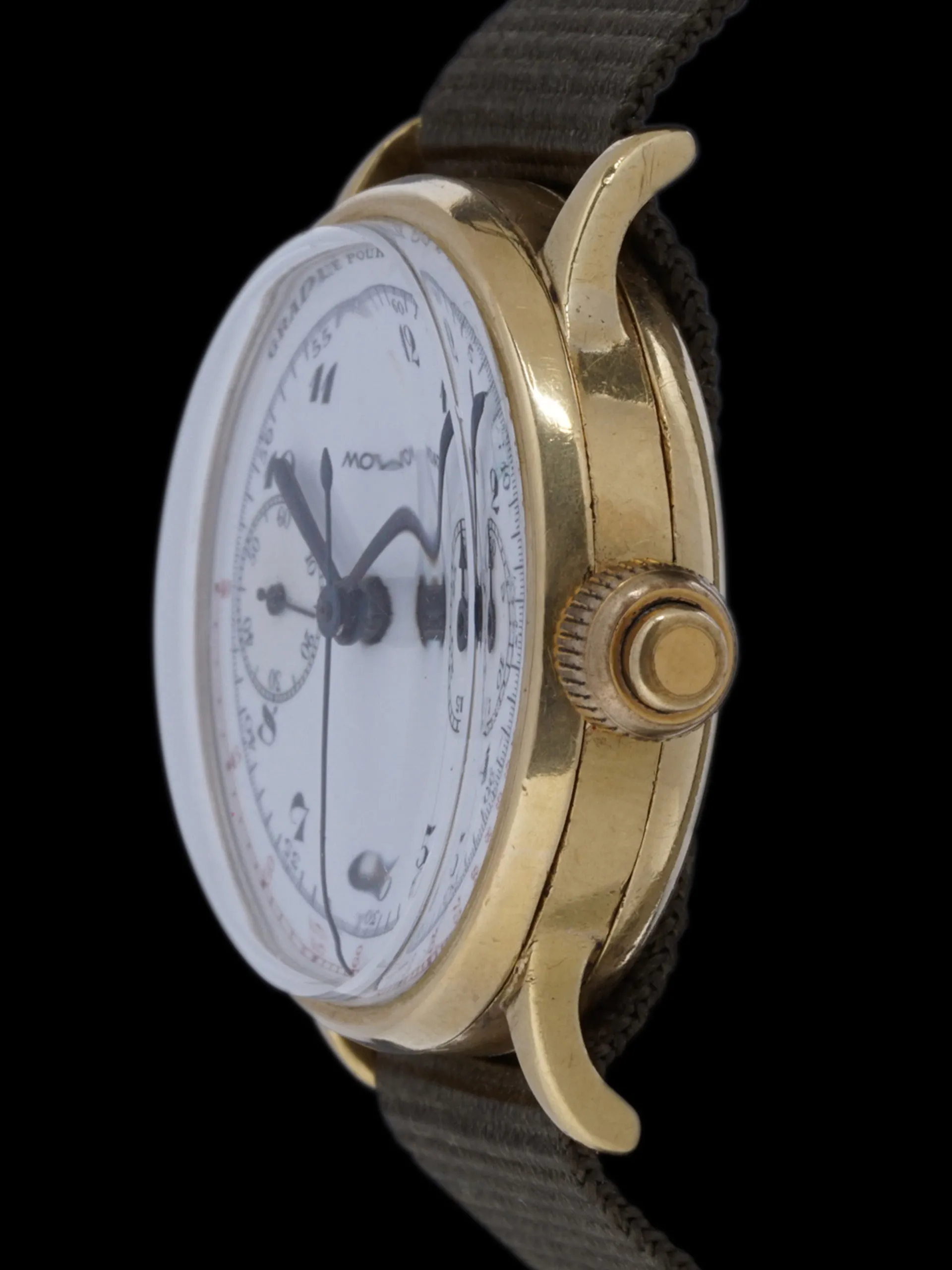 1930s Movado Mono-Pusher Chronograph (Ref. 159) 18k YG "Enamel Dial"