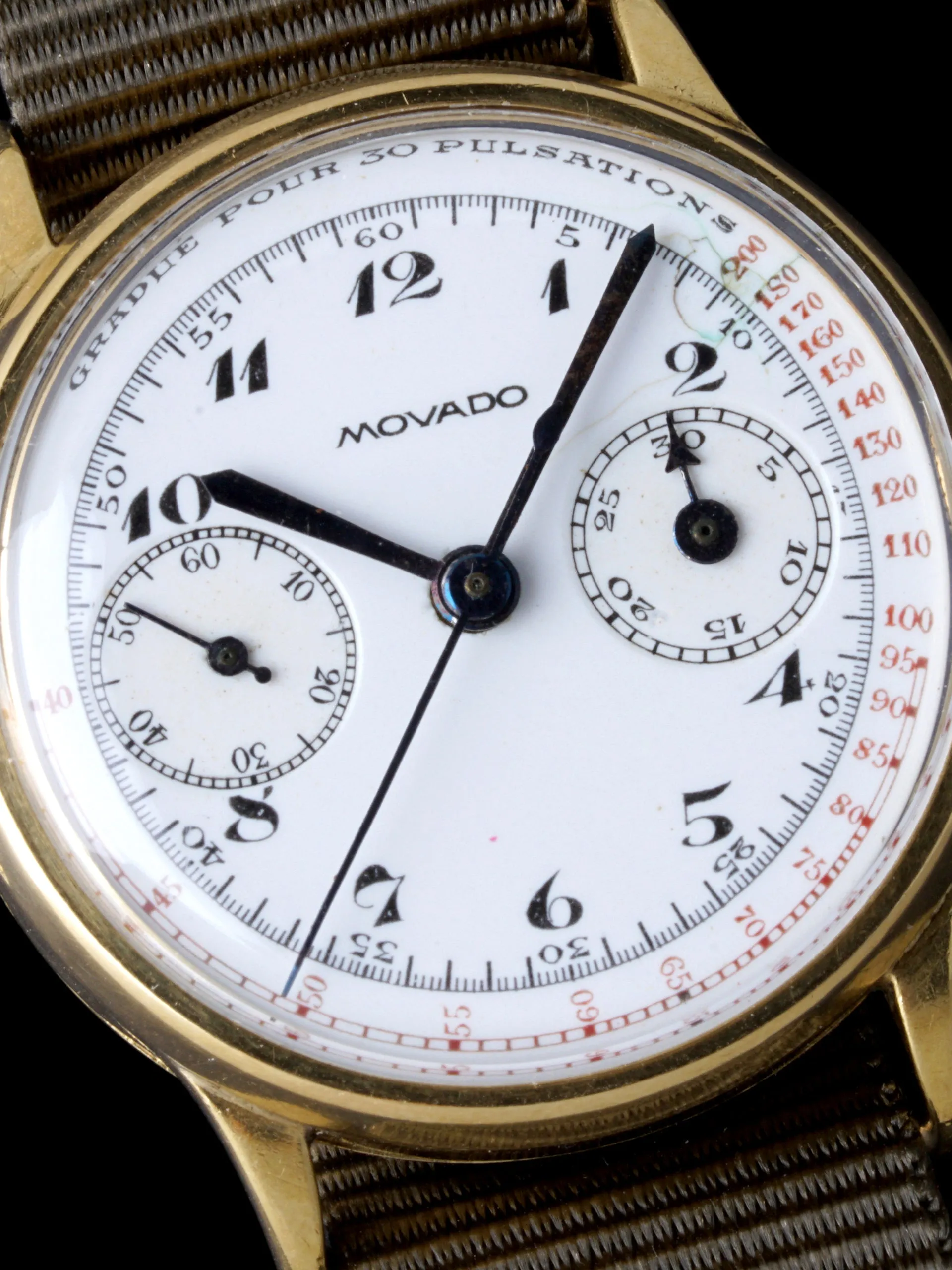 1930s Movado Mono-Pusher Chronograph (Ref. 159) 18k YG "Enamel Dial"