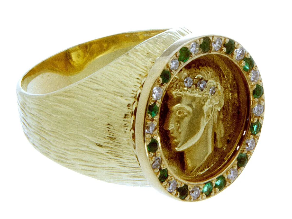 1960s Emerald & Diamond Caesar Ring