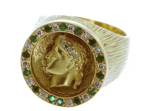 1960s Emerald & Diamond Caesar Ring