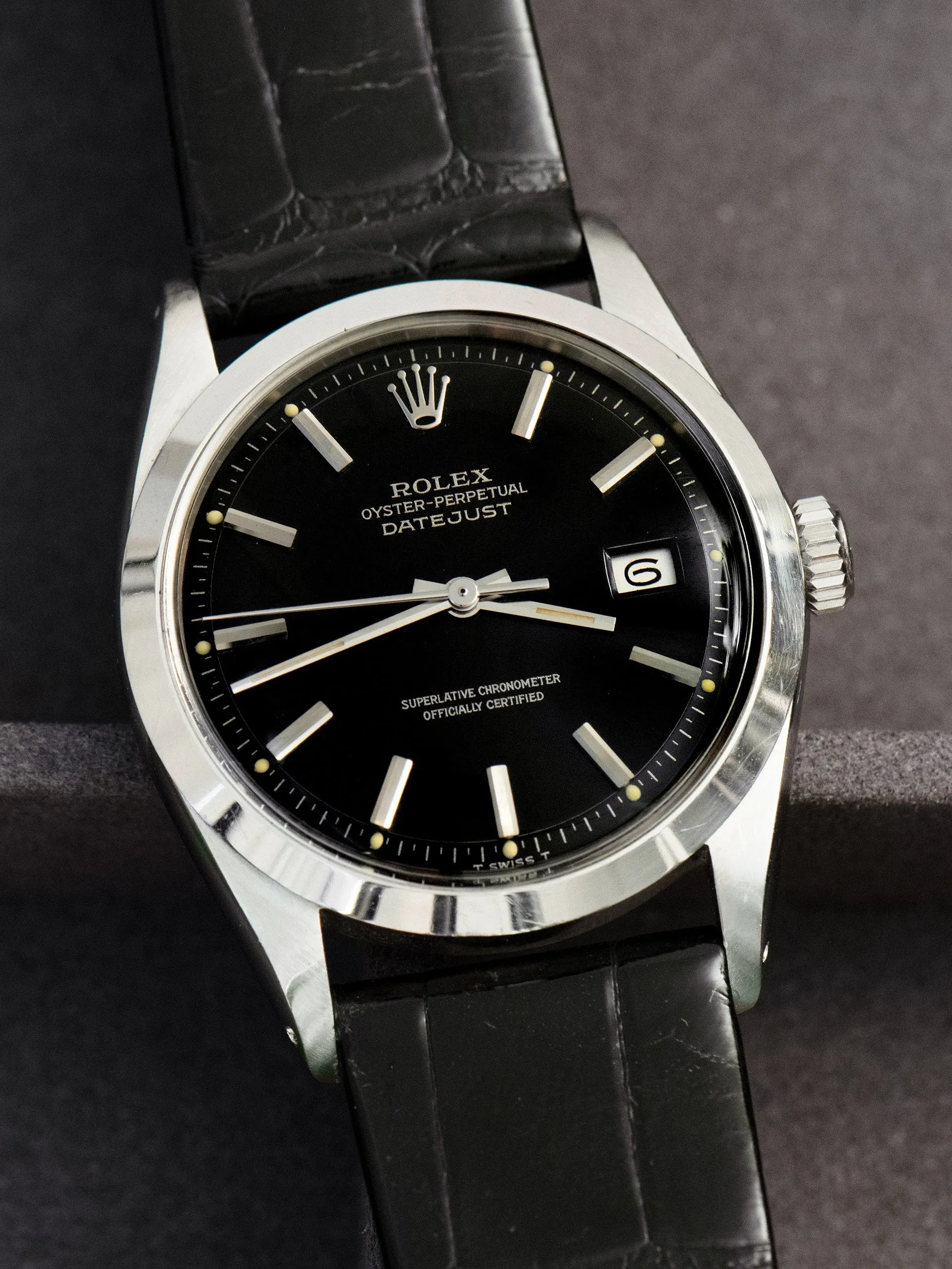1971 Rolex Datejust (Ref. 1600) Glossy Black Dial W/ Silver Print
