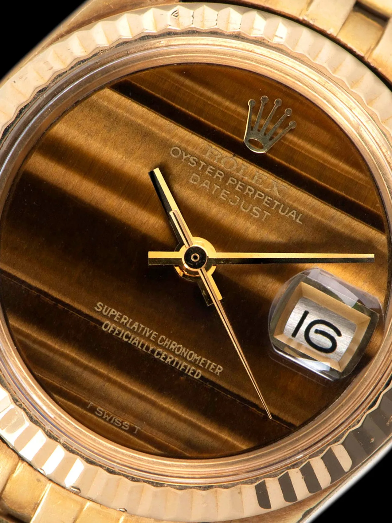 1977 Rolex Ladies Datejust 18K YG (Ref. 6917) Tiger Eye Stone Dial