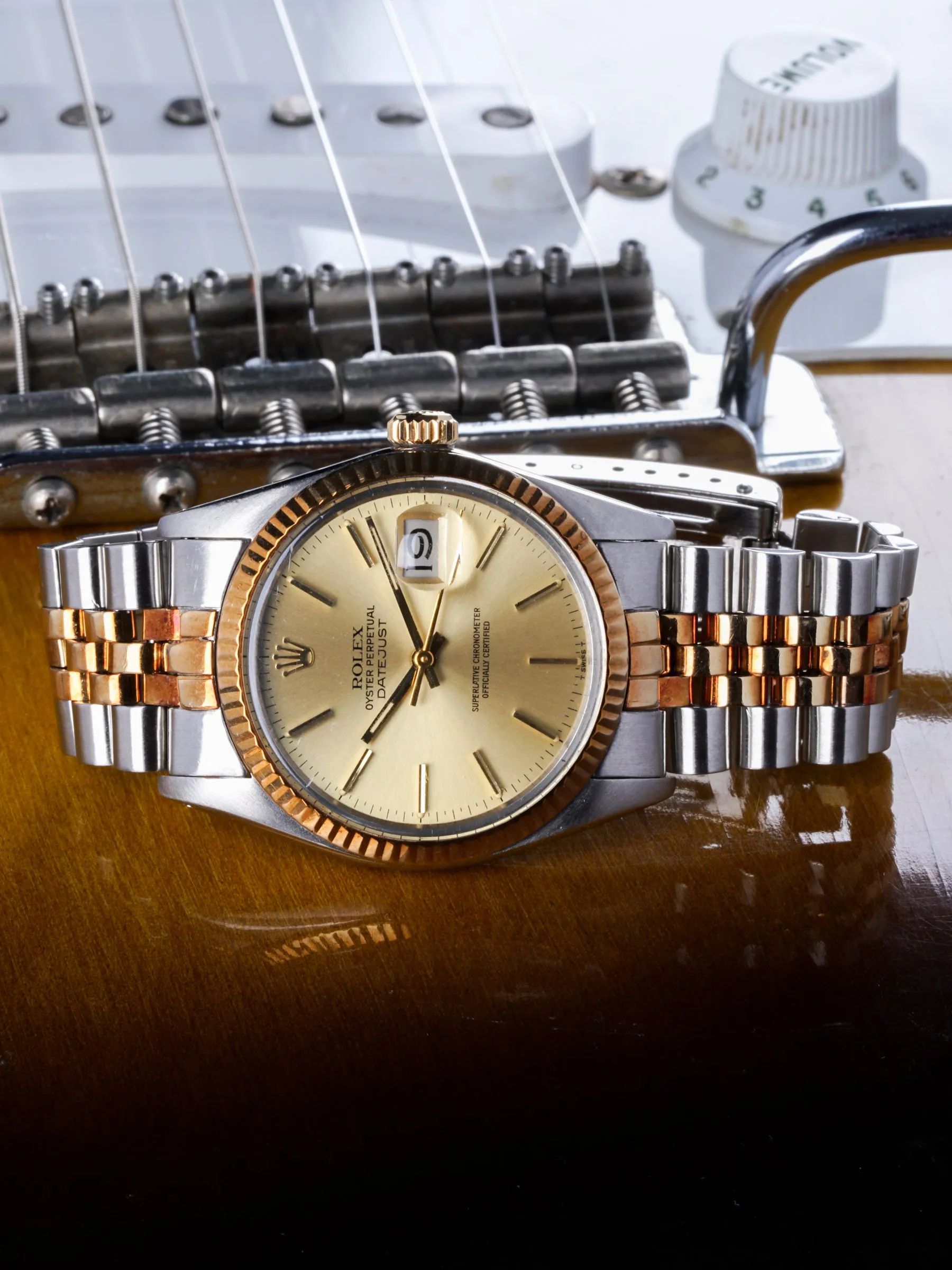 1979 Rolex Two-Tone Datejust (Ref. 16013) "Champagne Dial"  W/ Rosy Patina On Bezel & Bracelet