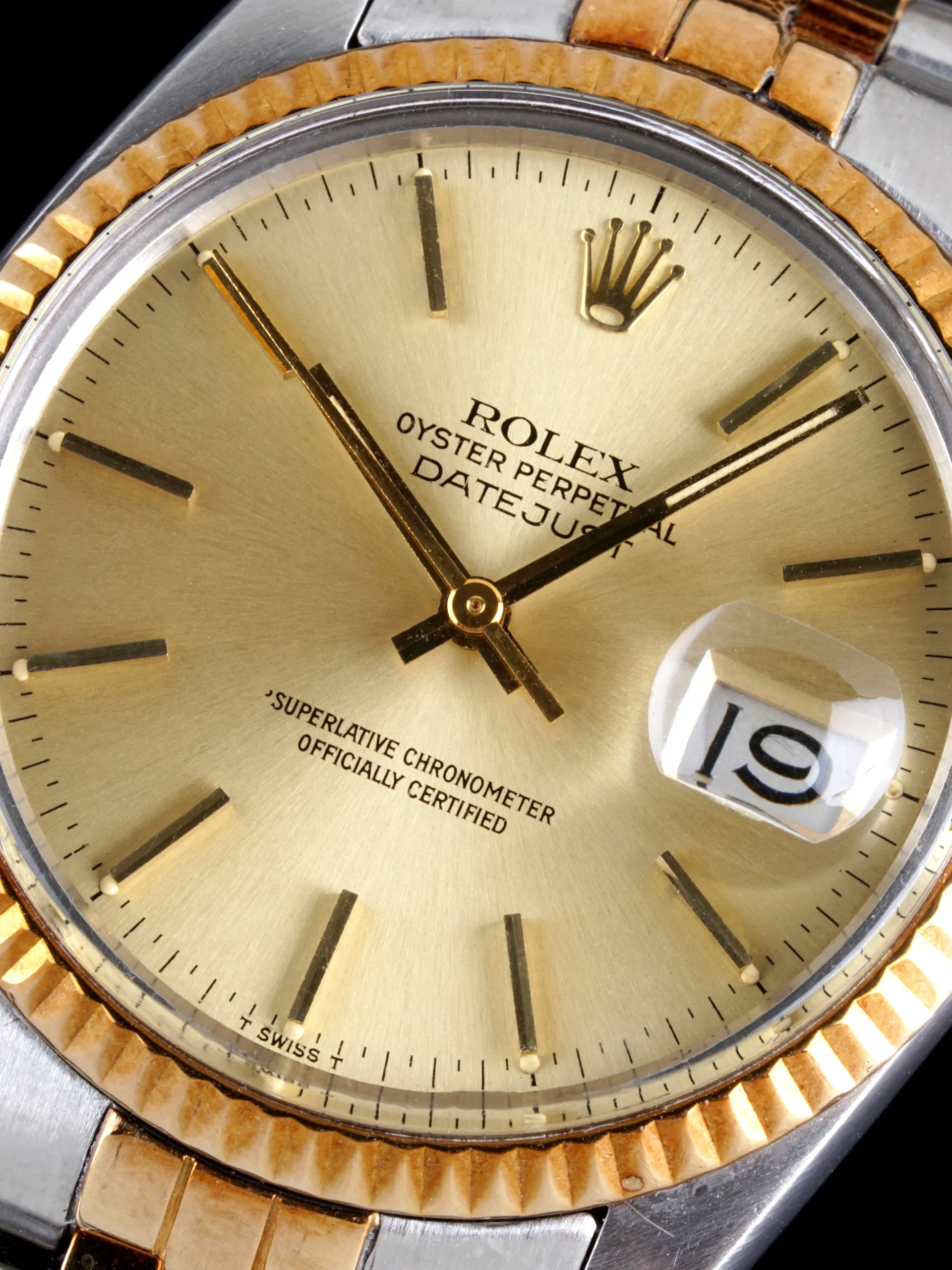 1979 Rolex Two-Tone Datejust (Ref. 16013) "Champagne Dial"  W/ Rosy Patina On Bezel & Bracelet