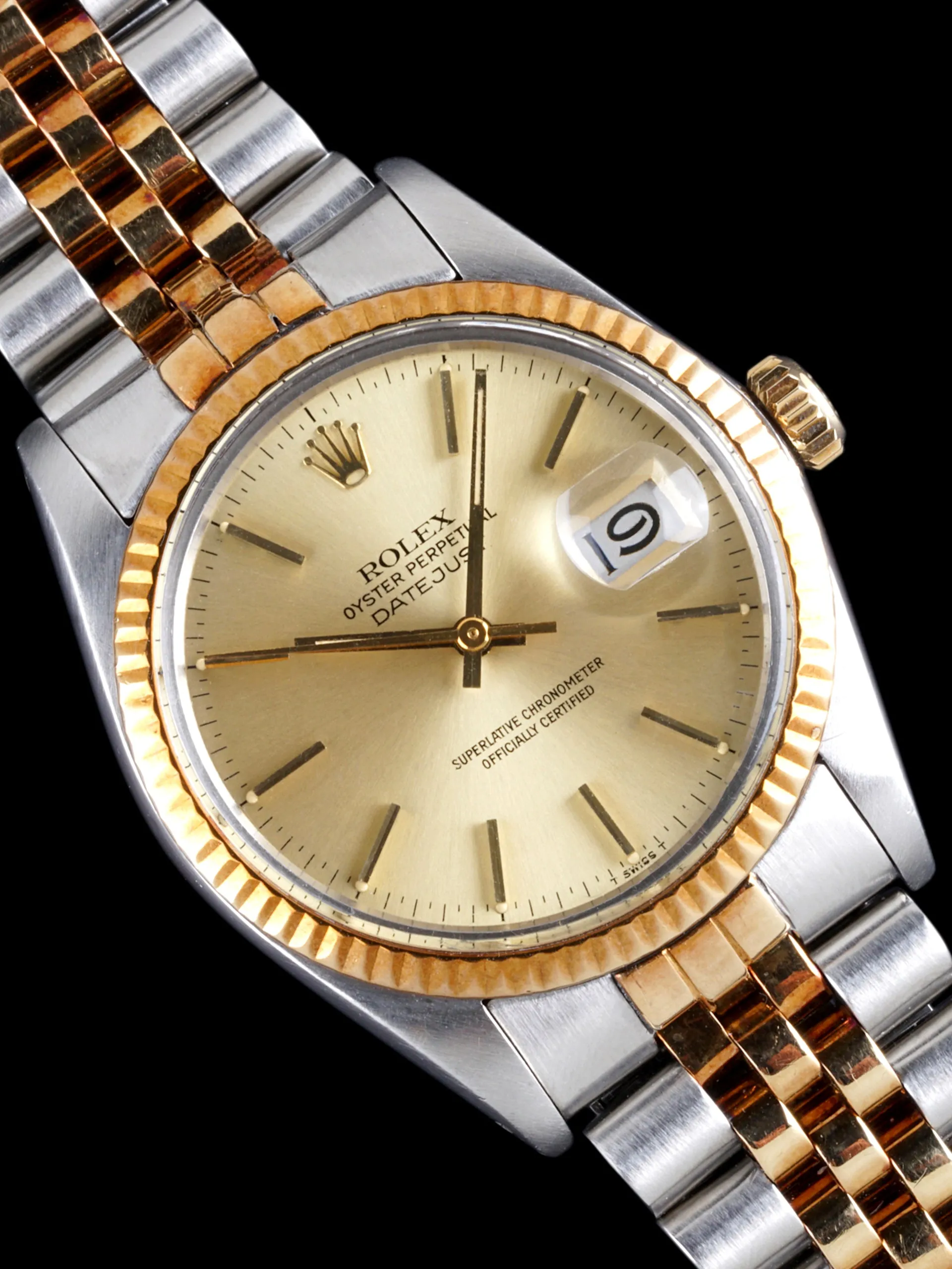 1979 Rolex Two-Tone Datejust (Ref. 16013) "Champagne Dial"  W/ Rosy Patina On Bezel & Bracelet