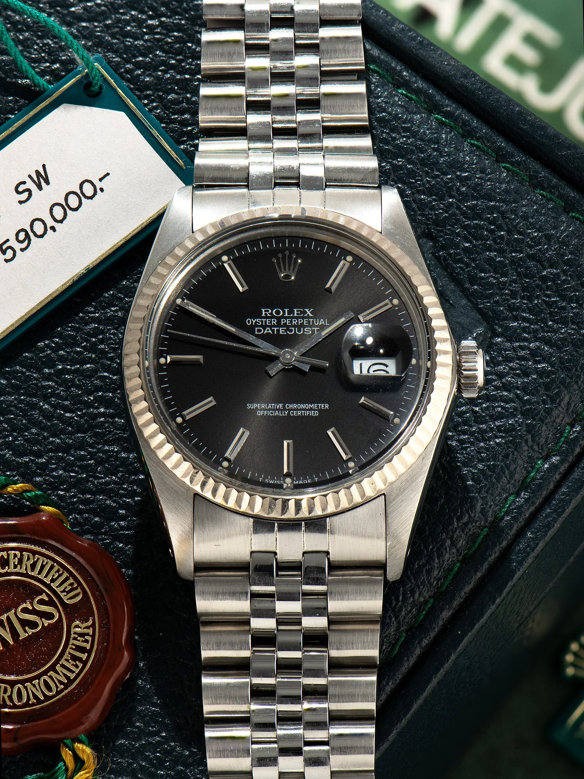 1987 Rolex Datejust (Ref. 16014) Black Dial W/ Boxes, Hangtags, & Booklets